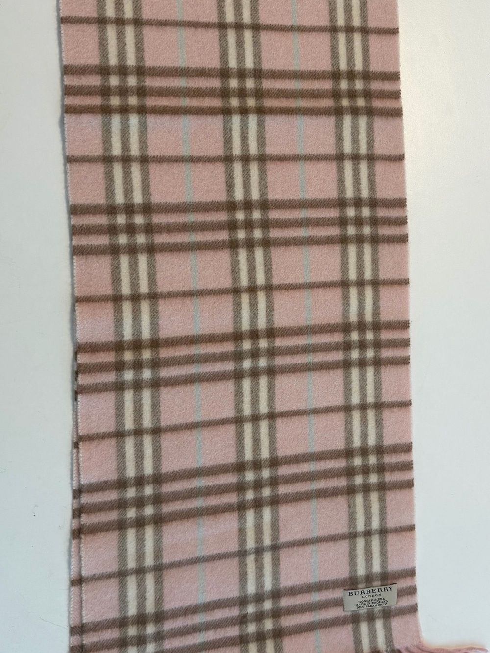 Burberry Vintage Pink Beige Classic Check Fringe Scarf - Picture 5 of 6